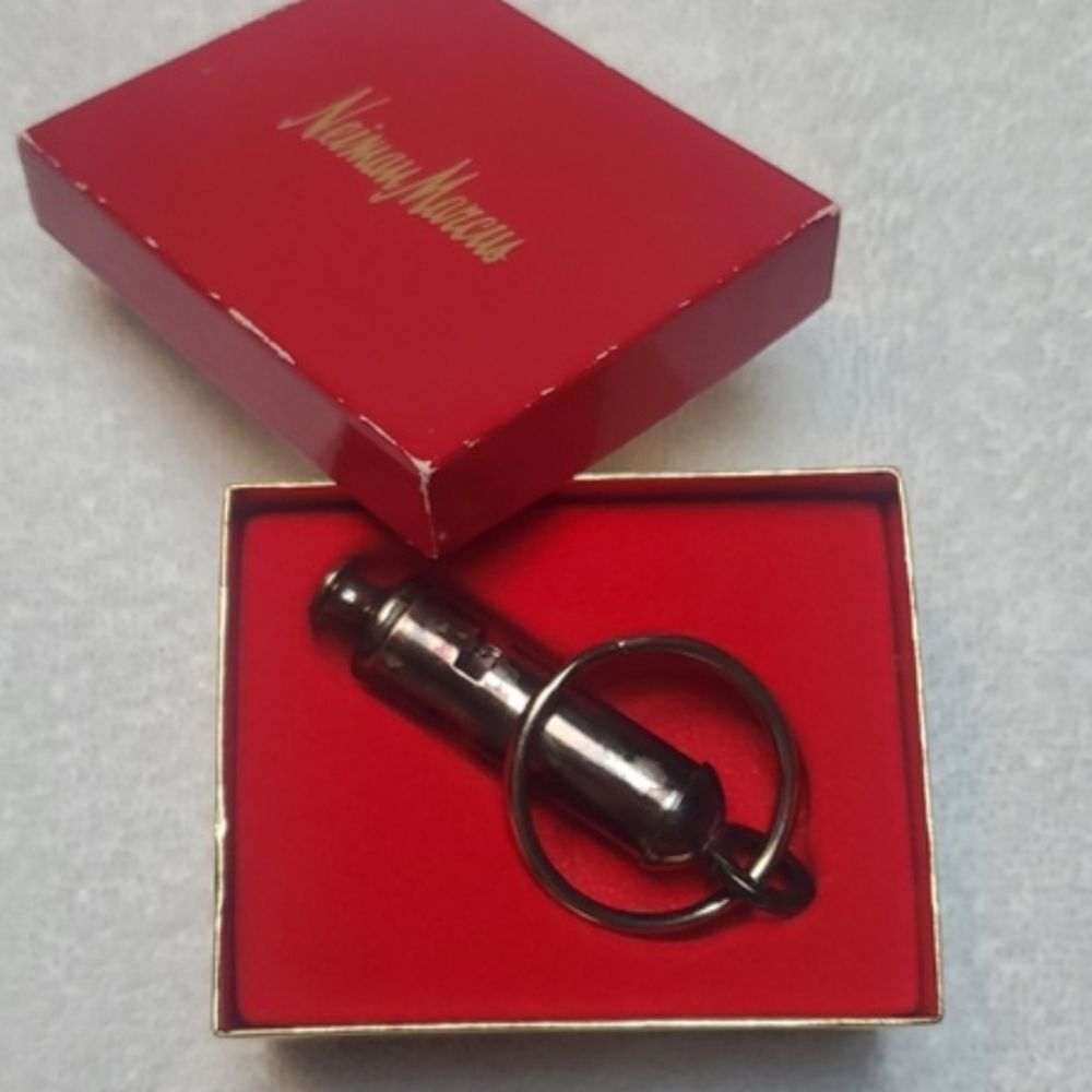 Neiman Marcus Red Keyring whistle In  Box.
